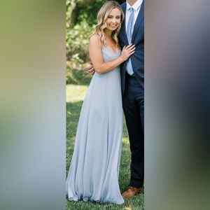 Show me your Mumu~Godshaw Goddess Gown~Steel Blue Chiffon~XS~Altered to fit 5’4